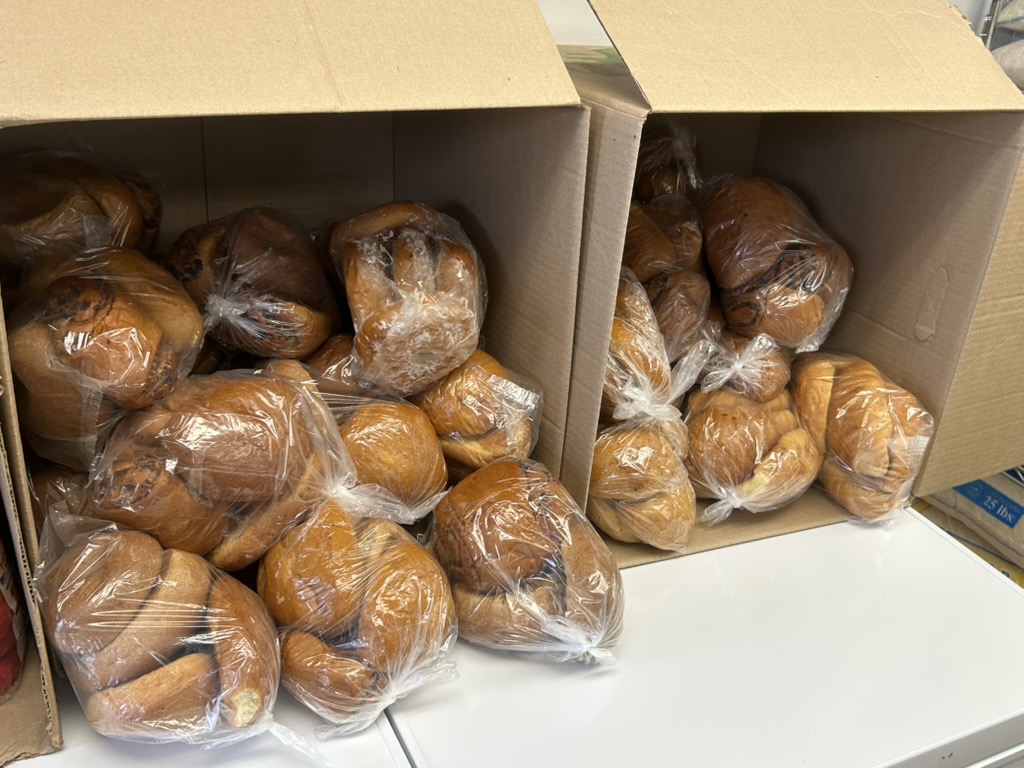 Individually wrapped sweet breads in the market’s bakery selection